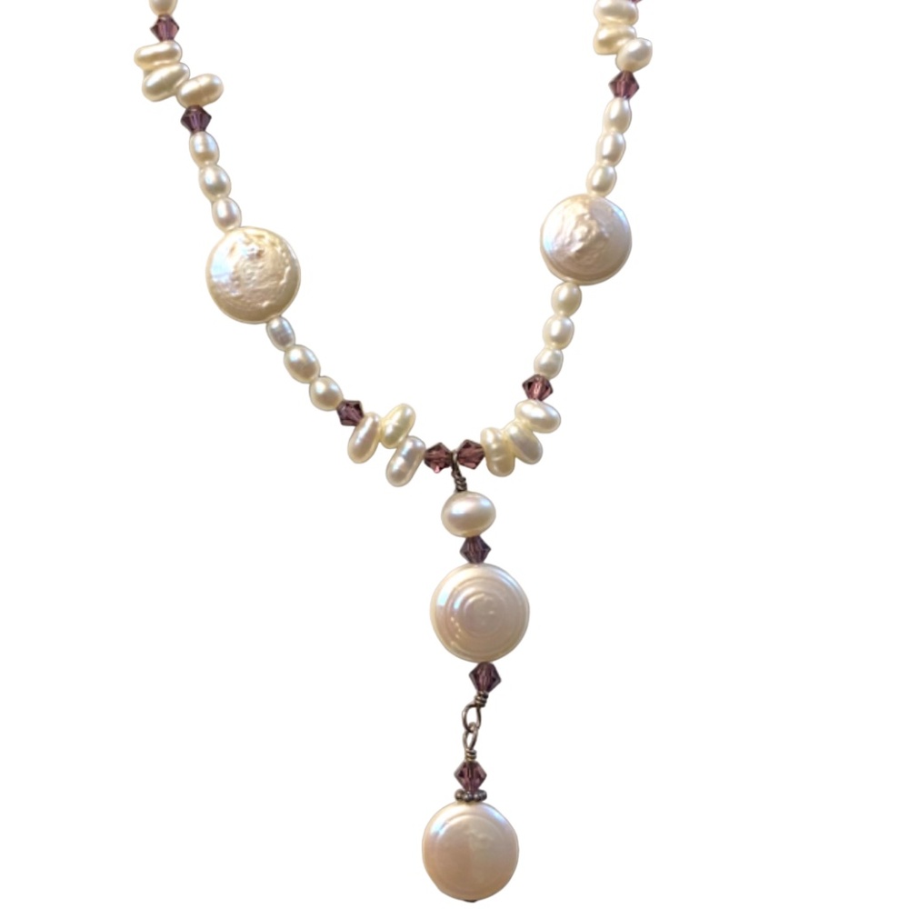 Sterling Silver Beaded Drop Style Necklace